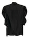 Frame Size Small Black Silk Half Puff Sleeve Button Front Standing Collar Top Black / Small