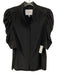 Frame Size Small Black Silk Half Puff Sleeve Button Front Standing Collar Top Black / Small