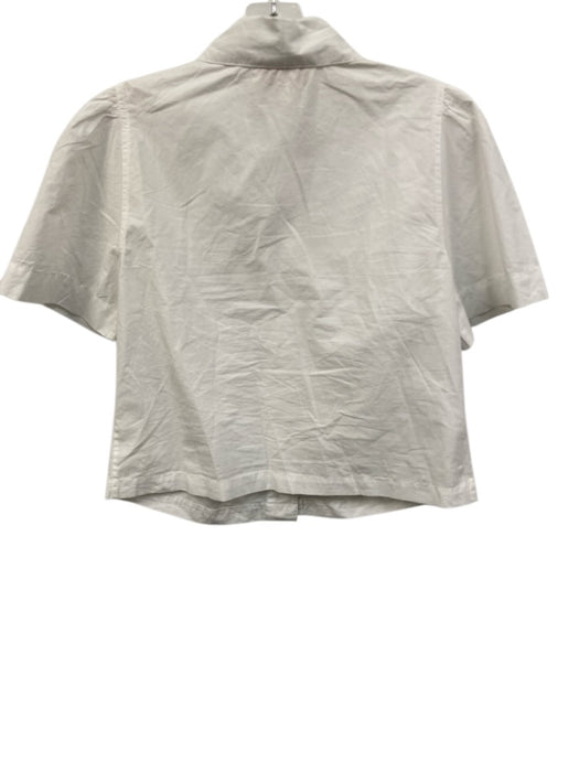 Love The Label Size XS White Cotton Half Puff Sleeve Gathered Button Front Top White / XS