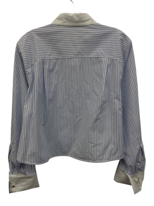 Frame Size Small White & Blue Cotton Long Sleeve Striped Button Front Top White & Blue / Small