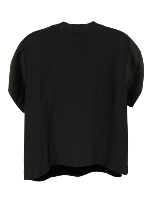 Cinq a Sept Size Small Black Silk Satin Gathered Ribbed Top Black / Small