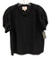 Cinq a Sept Size Small Black Silk Satin Gathered Ribbed Top Black / Small