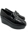 Larroude Shoe Size 5.5 Black Leather Upper Square Toe Logo Penny Loafer Loafers Black / 5.5