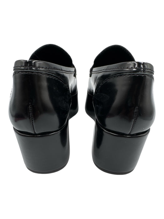 Larroude Shoe Size 5.5 Black Leather Upper Square Toe Logo Penny Loafer Loafers Black / 5.5