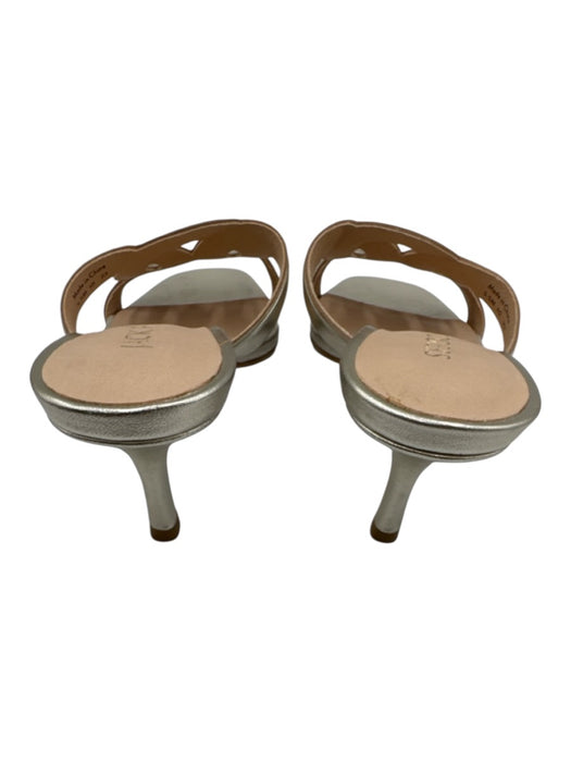 Jack Rogers Shoe Size 5.5 Silver Tone Leather Upper Square Toe Cut Outs Sandals Silver Tone / 5.5
