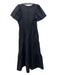 Anthropologie Size S Black Cotton Tiered Tunic Neck Short Sleeve Dress Black / S