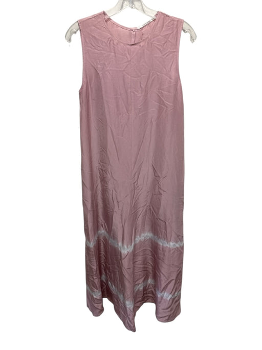 Pomandere Size 1 Light Pink Cotton Silk Sleeveless Tie Dye Paneled Maxi Dress Light Pink / 1