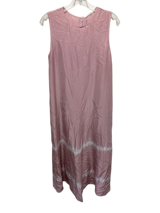 Pomandere Size 1 Light Pink Cotton Silk Sleeveless Tie Dye Paneled Maxi Dress Light Pink / 1