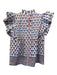 Oliphant Size M Blue, Orange & White Cotton Ruffle Cap Sleeve Floral Top Blue, Orange & White / M