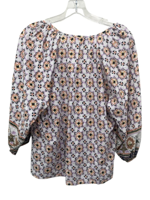 Cleobella Size S Lavender, Orange & Multi Cotton Long Sleeve Abstract Print Top Lavender, Orange & Multi / S