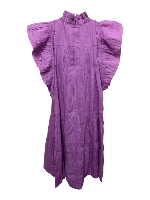 Sea New York Size M Purple Ramie Sleeveless Mock Neck Zip Back Above Knee Dress Purple / M