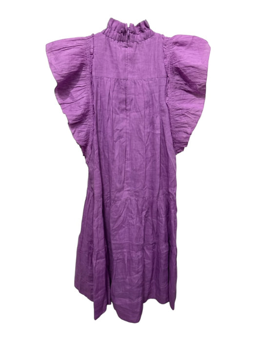 Sea New York Size M Purple Ramie Sleeveless Mock Neck Zip Back Above Knee Dress Purple / M