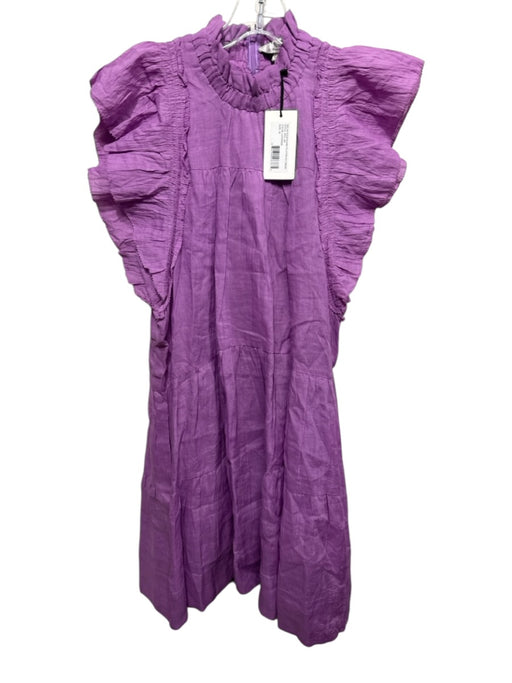 Sea New York Size M Purple Ramie Sleeveless Mock Neck Zip Back Above Knee Dress Purple / M