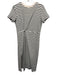 Tanya Taylor Size S Ivory & Black Cotton Blend Striped Cap Sleeve Leg Slit Dress Ivory & Black / S