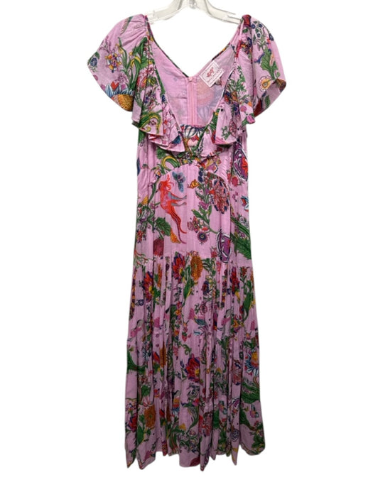 Banjanan Size M Pink & Multi Cotton floral print Sleeveless Zip Back Maxi Dress Pink & Multi / M