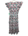 Cleobella Size M White & Multi Cotton Elastic Waist Floral Tie Belt Maxi Dress White & Multi / M