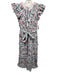 Cleobella Size M White & Multi Cotton Elastic Waist Floral Tie Belt Maxi Dress White & Multi / M
