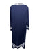Sail To Sable Size M Navy Linen Blend V Neck Long Sleeve Maxi Leg Slit Dress Navy / M