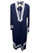 Sail To Sable Size M Navy Linen Blend V Neck Long Sleeve Maxi Leg Slit Dress Navy / M