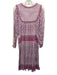 Matta Size L Pink & Multi Cotton V Neck Quilt Detail Floral Print Dress Pink & Multi / L