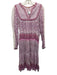 Matta Size L Pink & Multi Cotton V Neck Quilt Detail Floral Print Dress Pink & Multi / L