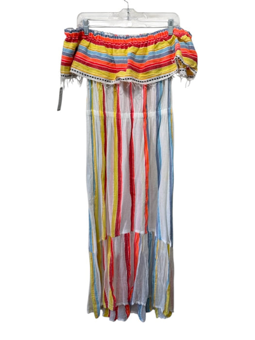 LemLem Size M White & Multi Cotton Blend Off Shoulder Elastic Waist Maxi Dress White & Multi / M