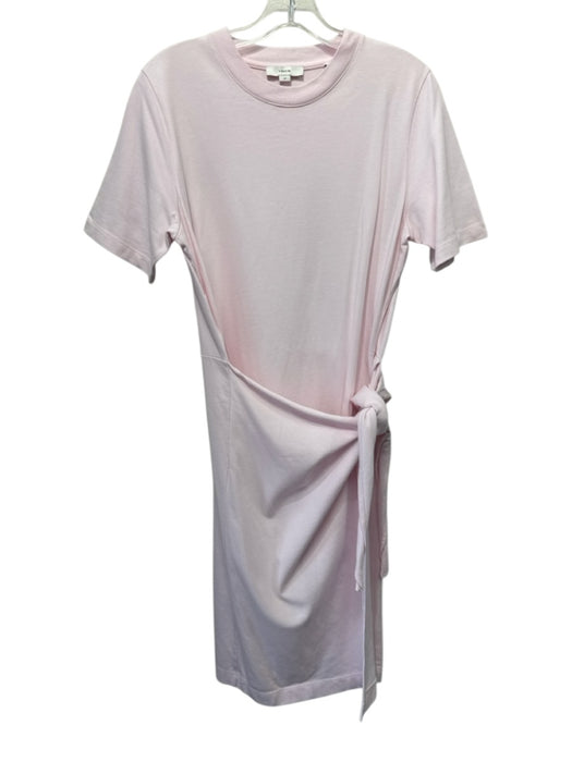 Vince Size S Pink Cotton Wrap Short Sleeve Below Knee Dress Pink / S