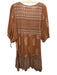 Daughters of India Size M Brown Cotton Blend Keyhole Front Metallic Thread Dress Brown / M