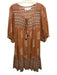 Daughters of India Size M Brown Cotton Blend Keyhole Front Metallic Thread Dress Brown / M