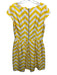 Elizabeth McKay Size 8 Yellow & White Sleeveless Zip Back Pockets Chevron Dress Yellow & White / 8