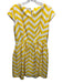 Elizabeth McKay Size 8 Yellow & White Sleeveless Zip Back Pockets Chevron Dress Yellow & White / 8