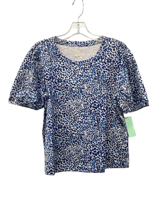 Lilly Pulitzer Size M Blue Cotton Blend Printed Short Sleeve Top Blue / M