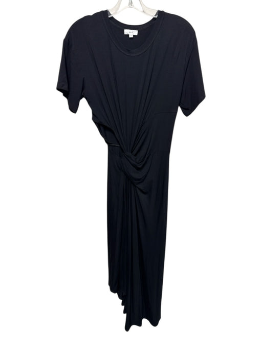 A.L.C. Size M Black Modal Blend Short Sleeve Gathered Side Maxi Dress Black / M