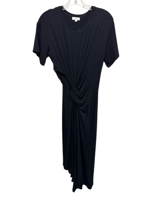 A.L.C. Size M Black Modal Blend Short Sleeve Gathered Side Maxi Dress Black / M