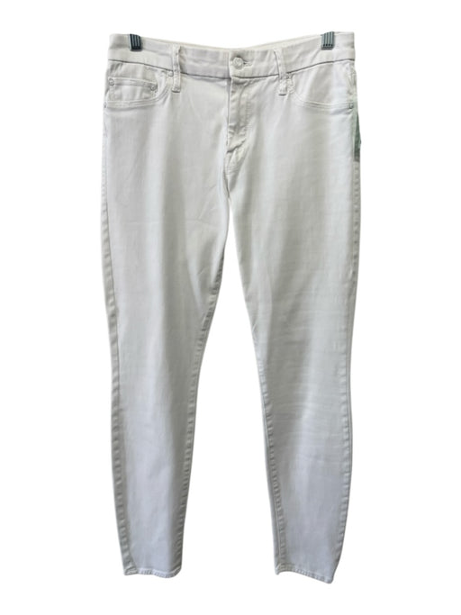 Mother Size 30 White Cotton Blend Zip & Button Faux Pockets Slim Jeans White / 30