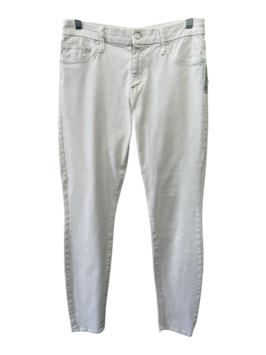 Mother Size 30 White Cotton Blend Zip & Button Faux Pockets Slim Jeans White / 30