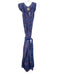 Bell Size M Blue & Purple Silk Blend V Neck Keyhole Neck Printed Maxi Dress Blue & Purple / M