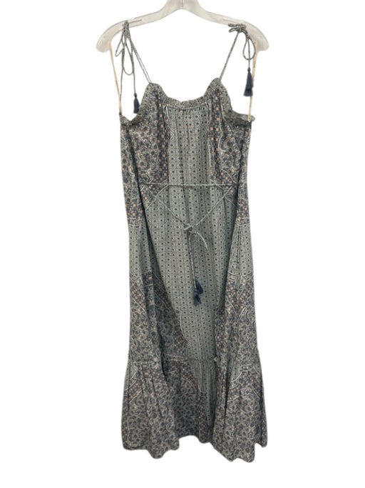 Cleobella Size S Grey & Multi Cotton Tie Shoulder Maxi Printed Dress Grey & Multi / S