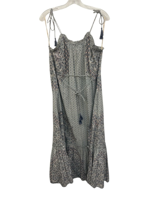 Cleobella Size S Grey & Multi Cotton Tie Shoulder Maxi Printed Dress Grey & Multi / S