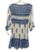 Daughters of India Size M White & Blue Cotton Blend V Neck Printed Dress White & Blue / M