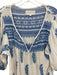 Daughters of India Size M White & Blue Cotton Blend V Neck Printed Dress White & Blue / M