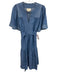 Kate Spade Size M Blue Lyocell blend V Neck Short Sleeve Tie Front Dress Blue / M