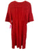 Saks Fifth Ave Size M Red Cotton V Neck Button Front 1/2 sleeve Maxi Dress Red / M
