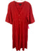 Saks Fifth Ave Size M Red Cotton V Neck Button Front 1/2 sleeve Maxi Dress Red / M
