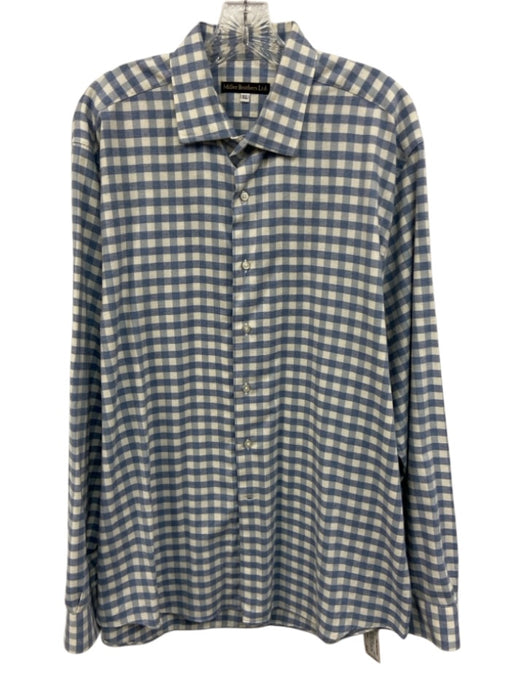 Miller Brothers Size XL Blue & White Cotton Blend Plaid Men's Long Sleeve Shirt Blue & White / XL