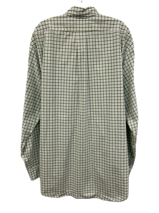 Sid Mashburn Size XL Green & White Cotton Plaid Button Up Long Sleeve Shirt Green & White / XL