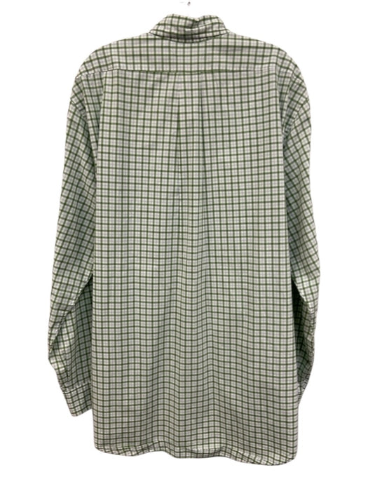 Sid Mashburn Size XL Green & White Cotton Plaid Button Up Long Sleeve Shirt Green & White / XL