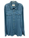 Poncho Size XXL Light Wash Cotton Blend Solid Button Up Denim Long Sleeve Shirt Light Wash / XXL