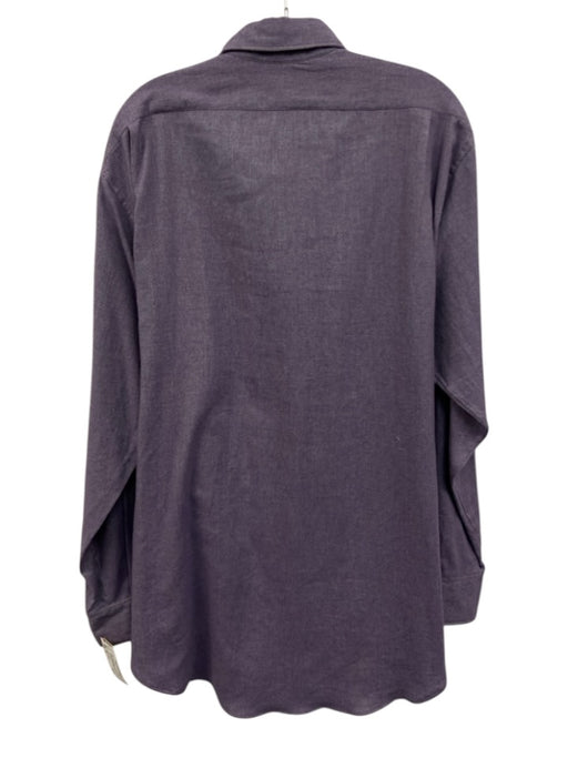 Sid Mashburn Size XL Purple Cotton Blend Solid Button Up Men's Long Sleeve Shirt Purple / XL