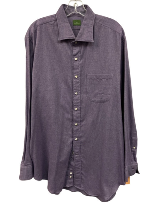 Sid Mashburn Size XL Purple Cotton Blend Solid Button Up Men's Long Sleeve Shirt Purple / XL